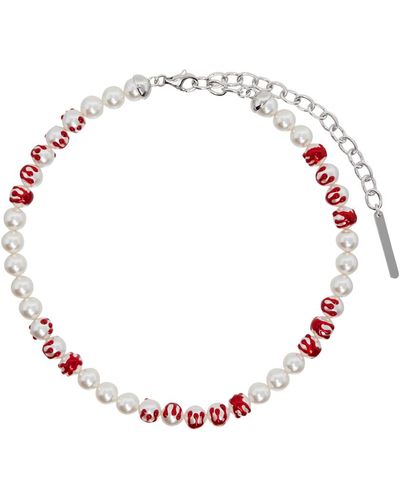 ShuShu/Tong Collier blanc et rouge à perles exclusif à ssense édition yvmin