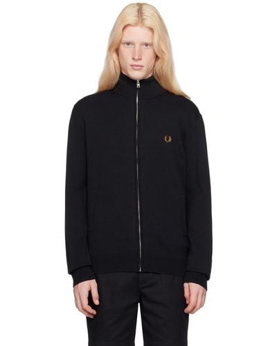 Fred Perry Black Classic Zip Through Cardigan