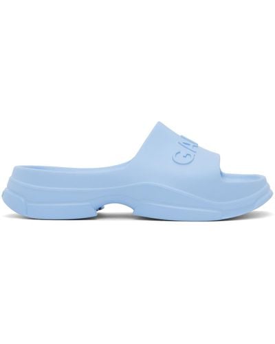 Ganni Blue Pool Slide Sandals - Black