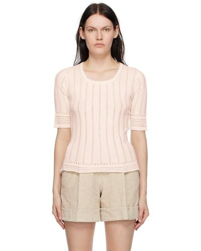 See By Chloé White Scoop Neck Top - Natural