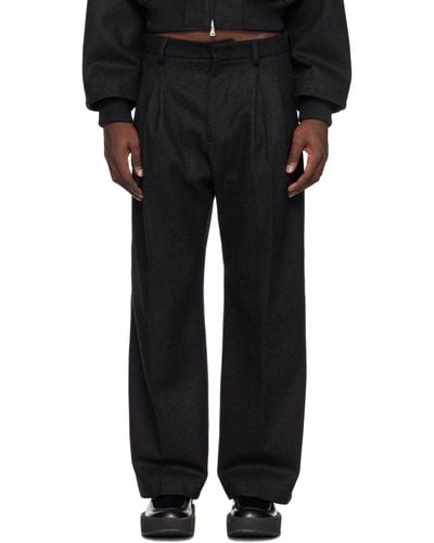 Jean Paul Gaultier Grey Pleated Pants - Black