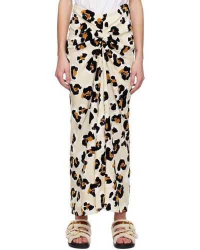 Marni Off-white Leopard Midi Skirt - Black