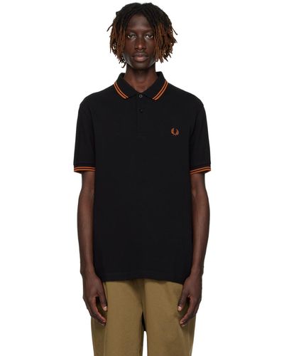 Fred Perry F perry polo noir à garnitures à rayures
