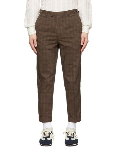 Beams Plus Brown Polyester Pants - Multicolour