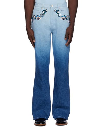 Casablancabrand Blue Embroidered Jeans