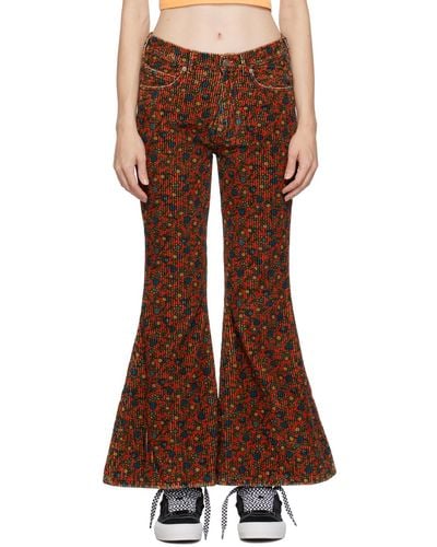 ERL Red Floral Pants - Brown