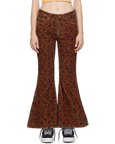 ERL Red Floral Trousers - Brown