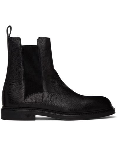 Emporio Armani Panelled Chelsea Boots - Black