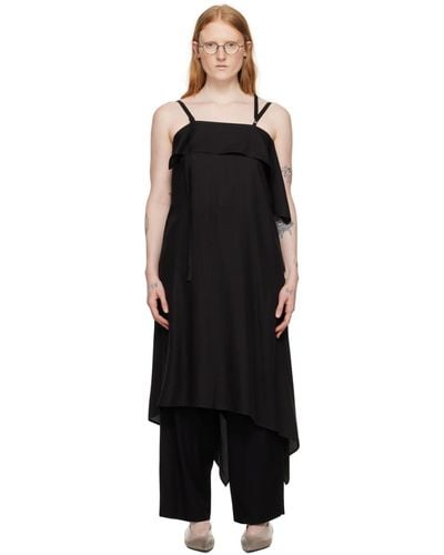 Y's Yohji Yamamoto Lace-up Midi Dress - Black