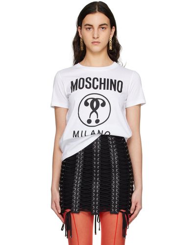 Moschino White Double Question Mark T-shirt - Black