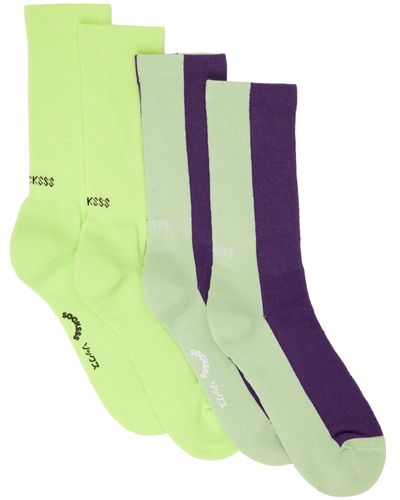 Socksss Ensemble de deux paires de chaussettes vert et mauve
