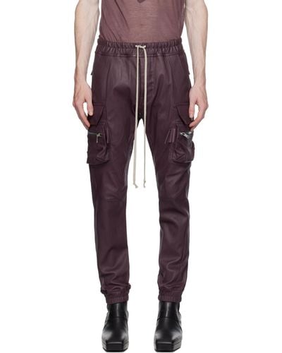 Rick Owens Purple Mastodon Leather Pants - Red