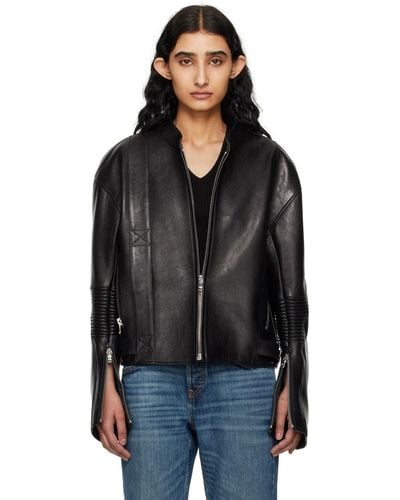 RECTO. 80s Motorcycle Leather Jacket - Black