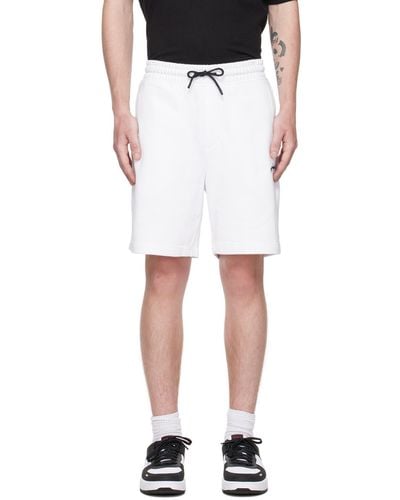 HUGO White Embroidered Shorts - Black