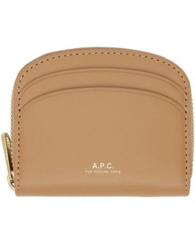 A.P.C. Mini portefeuille compact demi-lune brun clair - Neutre