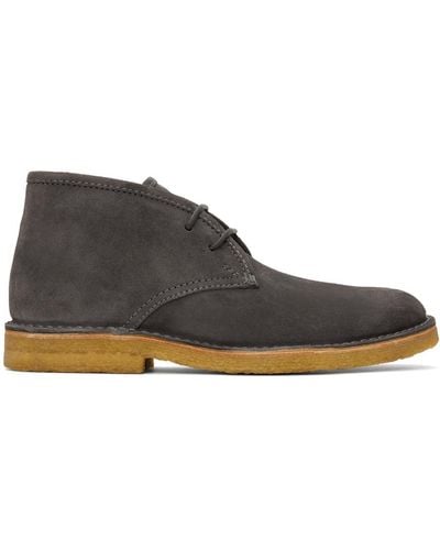 A.P.C. . Grey Theo Desert Boots - Black