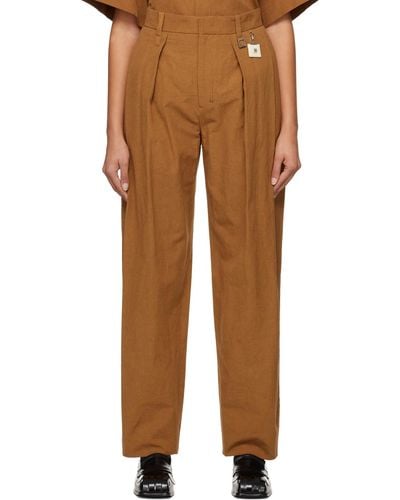 WOOYOUNGMI Tan Pleated Trousers - Brown