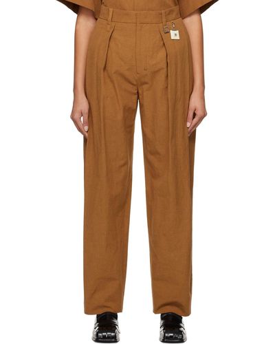 WOOYOUNGMI Pantalon brun clair à plis - Marron