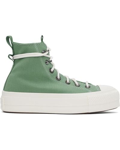 Converse Chuck Taylor All Star Lift Platform Utility Trainers - Green