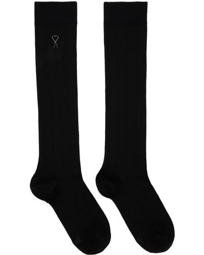Ami Paris Black Silk Socks