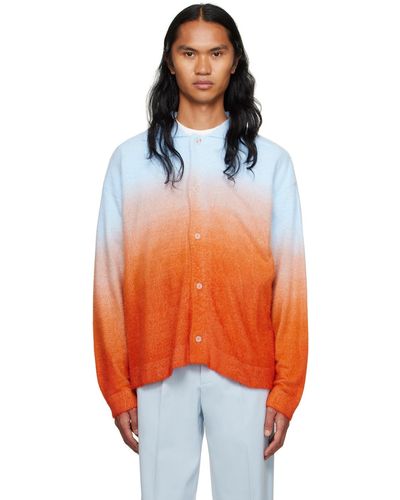 Bonsai Chemise bleu et en tricot brossé - Orange