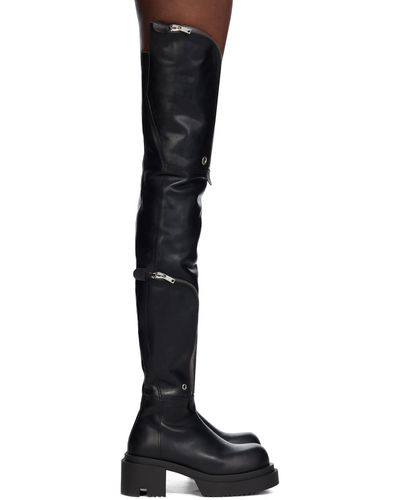 Rick Owens Bottes wader noires à poches bauhaus et à semelle bogun