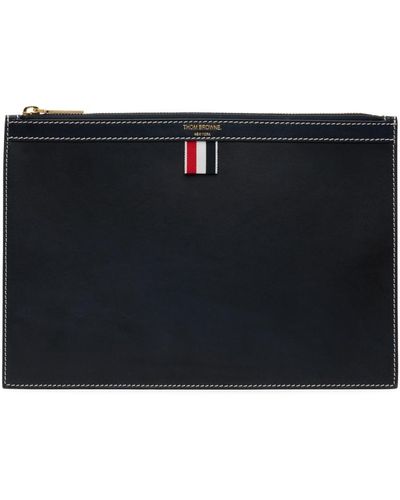 Thom Browne Thom e petit porte-documents bleu marine à estampe du logo - Noir