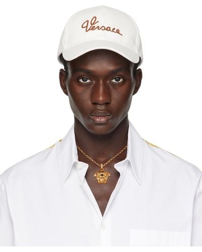 Versace ホワイト ロゴ キャップ - ブラウン