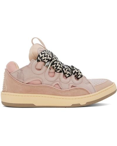 Lanvin Pink Leather Curb Sneakers - Black