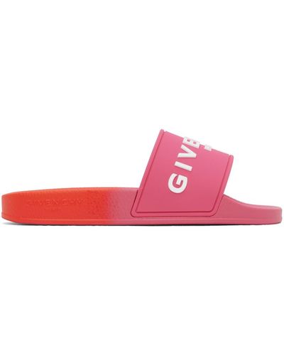 Givenchy Pink & Orange Embossed Slides - Black