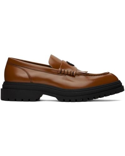 Fred Perry Tan Leather Loafers - Black