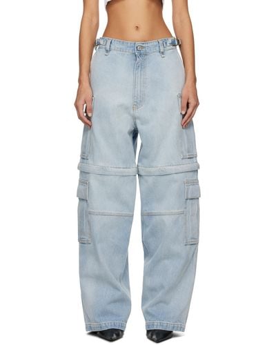 VTMNTS Faded Denim Cargo Trousers - Blue