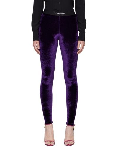 Tom Ford Purple Embroidered leggings - Blue