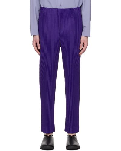 Homme Plissé Issey Miyake Pantalon ajusté plissé 1 bleu marine - Violet