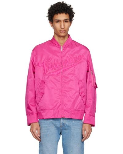 Valentino 刺繍 ボンバージャケット - ピンク