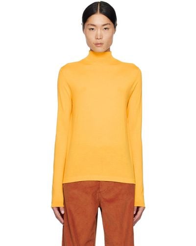 Marni Yellow Embroidered Turtleneck - Orange