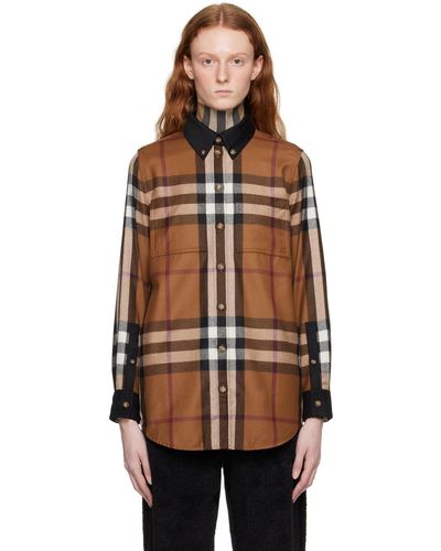 Burberry Chemise brune à carreaux surdimensionnés - Marron