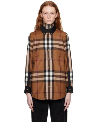 Burberry ブラウン exaggerated Check シャツ