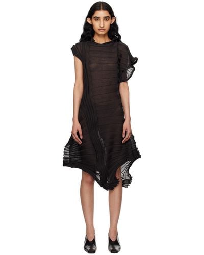 Issey Miyake Sheer Moving Knit Midi Dress - Black