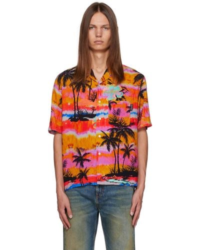 Palm Angels Multicolour Graphic Shirt - Orange
