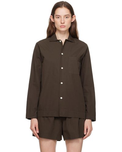 Tekla Chemise de pyjama à manches longues brune - Marron