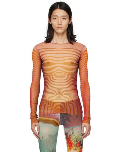 Jean Paul Gaultier T-shirt à manches longues body morphing rouge et - Orange