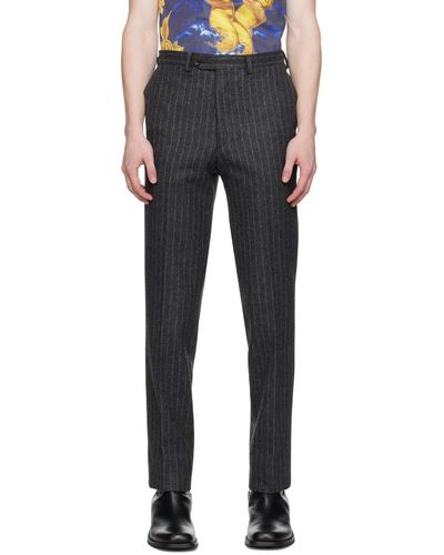 Bally Grey Striped Trousers - Black