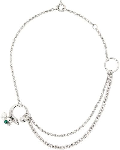 Acne Studios Silver Multi-chain Charm Necklace - White