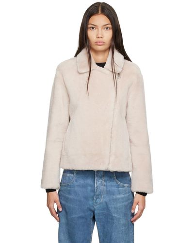 Meteo by Yves Salomon Offset Shearling Jacket - Blue