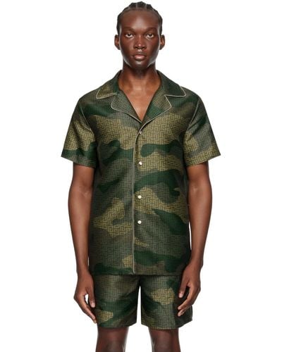 Balmain Chemise kaki à motif camouflage - Vert