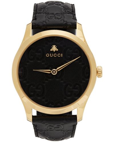 Gucci Montre g-timeless doré à logos entrecroisés - Noir