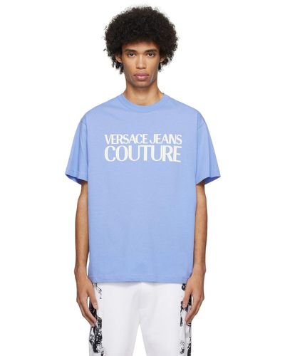 Versace Jeans Couture T-shirt bleu à logo contrecollé