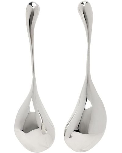 Faris Boucles d'oreilles pendantes graphiques argentées - Blanc