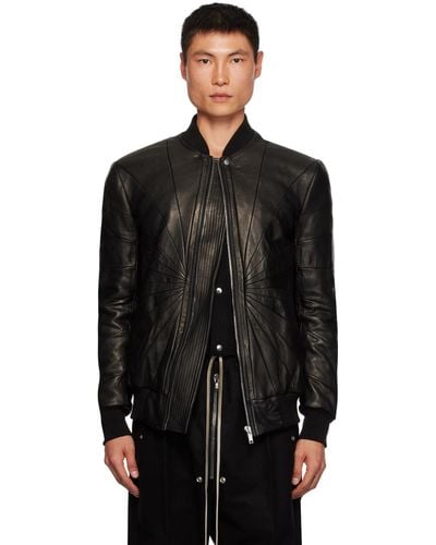 Rick Owens Blouson aviateur noir en cuir